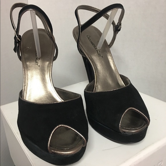 CASSANDRA RAY BlackSuedePewter LeatherTrimPlatform - Picture 1 of 7